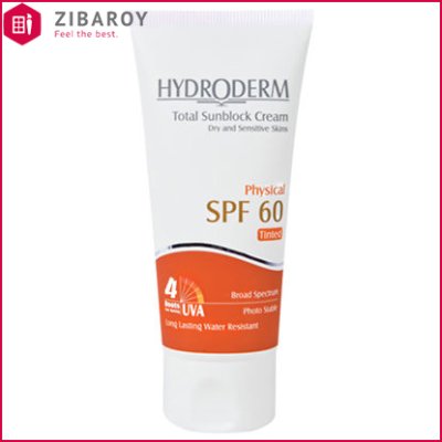 کرم ضد آفتاب SPF60 رنگی مناسب پوست خشک و حساس هیدرودرم 50 میل-بژ روشن