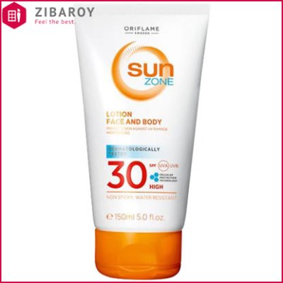 لوسیون ضد آفتاب بدن و صورت اوریفلیم مدل Sun Zone SPF 30 حجم 150 میل – شماره 23296