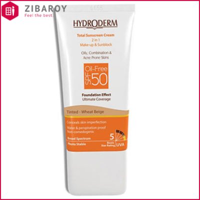 کرم ضد آفتاب رنگی SPF50 هیدرودرم مناسب پوست چرب و مختلط حجم 40 میل – بژ گندمی