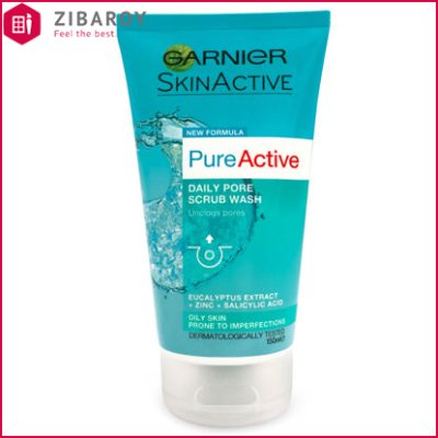 ژل اسکراب پاک کننده عمیق منافذ پوست Pure Active گارنیه 150 میل