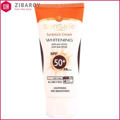 کرم ضد آفتاب روشن کننده SPF50 سان سیف مناسب انواع پوست حجم 50 میل – رنگ بژ روشن