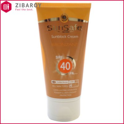 کرم ضد آفتاب برنزه کننده SPF40 مناسب انواع پوست سان سیف حجم 50 میل – رنگ برنز طلایی