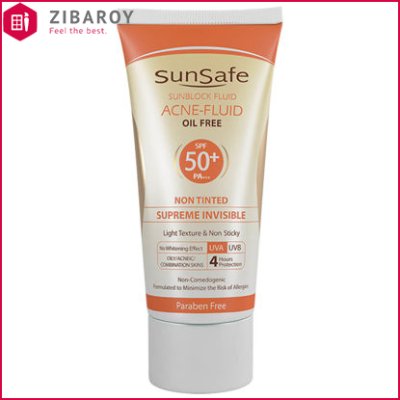 فلوئید ضد آفتاب بی رنگ  SPF50 سان سیف مناسب پوست چرب و آکنه ای حجم 50 میل