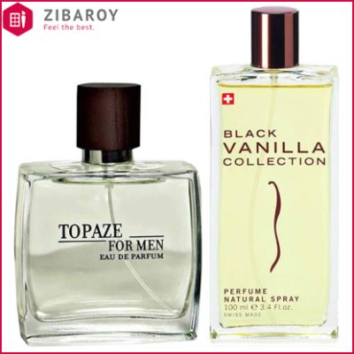 ادو پرفیوم استاویتا مدل Black Vanilla حجم 100 میل به همراه ادو پرفیوم مردانه استاویتا مدل Topaze حجم 100 میل