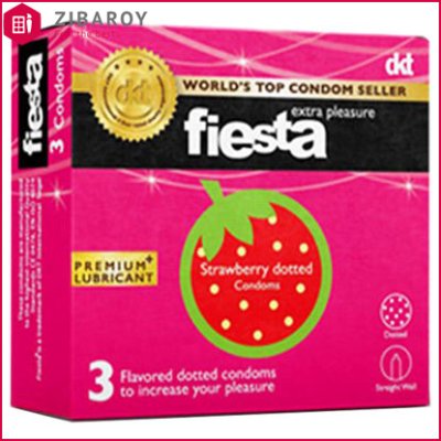 کاندوم خاردار فیستا مدل Strawberry Dotted بسته 3 عددی
