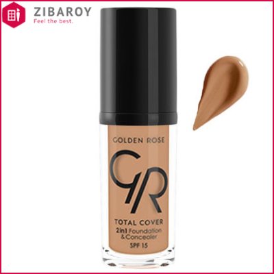 کرم پودر و کانسیلر 2×1 گلدن رز مدل Total Cover SPF15 حجم 30 میل