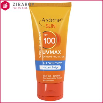 کرم ضد آفتاب Spf100 آردن مدل UVMAX مناسب انواع پوست وزن 50 گرمی – رنگ بژ طبیعی صدفی